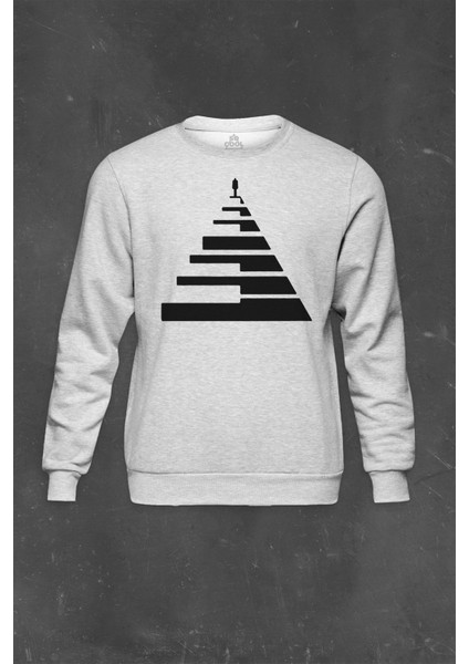Gri Sweatshirt Kravat Piyano Tuşları Piano Tie Baskılı Unisex Sweat