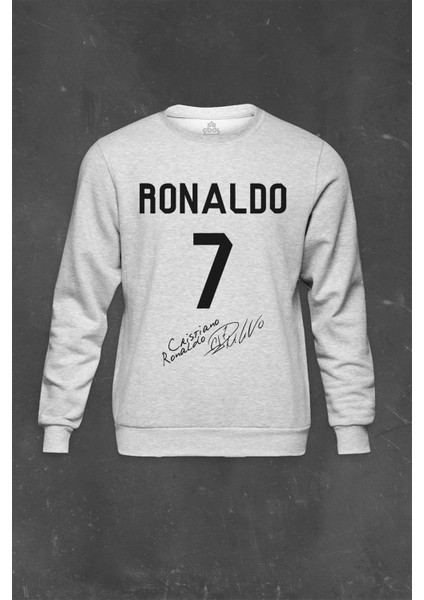 Gri Sweatshirt Cristiano Ronaldo Gol Kralı Baskılı Unisex Sweat
