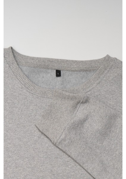 Gri Sweatshirt Boyun Eğme Diren Baskılı Unisex Sweat
