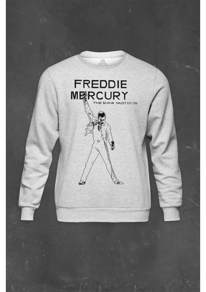 Gri Sweatshirt Freddie Mercury Eagle Rock Queen We Are The Champion Baskılı Unisex Sweat