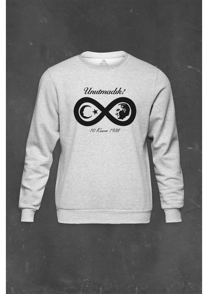 Gri Sweatshirt Gazi Mustafa Kemal Atatürk 1881 10 Kasım 1938 Baskılı Unisex Sweat