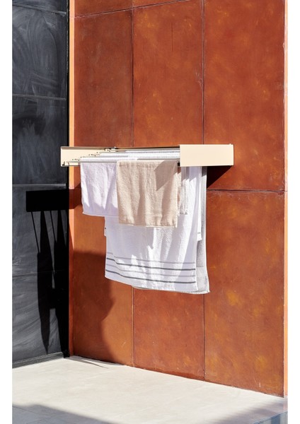 Design Kurutmalık Çamaşır Askısı - Duvara Monte, Katlanabilir Çamaşırlık - (CAPPUCCINO-100CM)