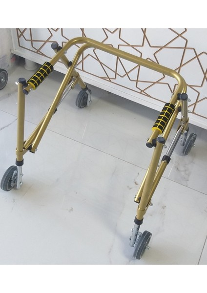 Çocuk Dört Tekerlekli, Frenli, Katlanabilir, Boy Ayarlı Ters Walker - Yürüteç Küçük Boy (50 - 65 Cm)