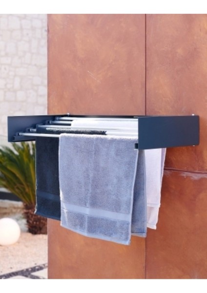 Design Kurutmalık Çamaşır Askısı - Duvara Monte, Katlanabilir Çamaşırlık - (ANTRASIT-70CM)