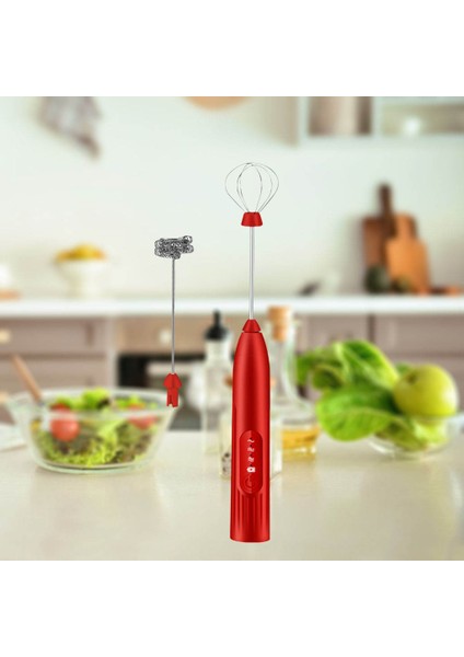 J-5 Kırmızı Stil 3-Speed ​​elektrikli Süt Köpürtücü Kahve Karıştırıcı Kahve Sıcak Çikolata Için Şarj Edilebilir El Blender (Yurt Dışından)