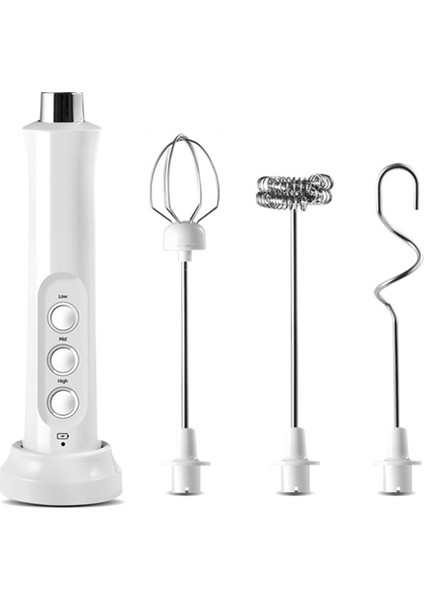 Beyaz Stil 3-Speeds Elektrikli Çırpma Kahve Sütlü Içecek Frother Foamer Mikser USB Şarj Edilebilir Elde Taşınabilir Gıda Blender Mutfak Yumurta Çırpıcı Mikser (Yurt Dışından)