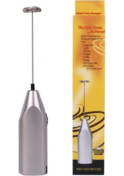 Gümüş Tarzı Süt Köpürtücü Kahve Çırpma Mikseri Elektrikli Blender Yumurta Çırpıcı Mini Köpürtücü Kolu Karıştırıcı Cappuccino Makinesi Pişirme Aleti (1 Paket) (Yurt Dışından)