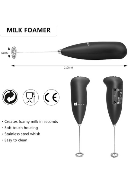 Siyah Stil Süt Köpürtücü El Köpürtücü Kahve Makinesi Yumurta Çırpıcı Chocolatecappuccino Karıştırıcı Mini Taşınabilir Blender Mutfak Çırpma Aracı (Yurt Dışından)