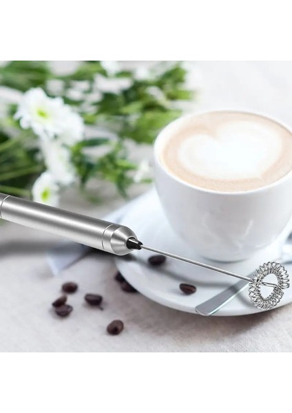Paslanmaz Çelik Süt Köpürtücü Elektrikli El Mikser Blender Süt Köpürtücü Kahve Latte Cappuccino Sıcak Çikolata N58D Için (Yurt Dışından)