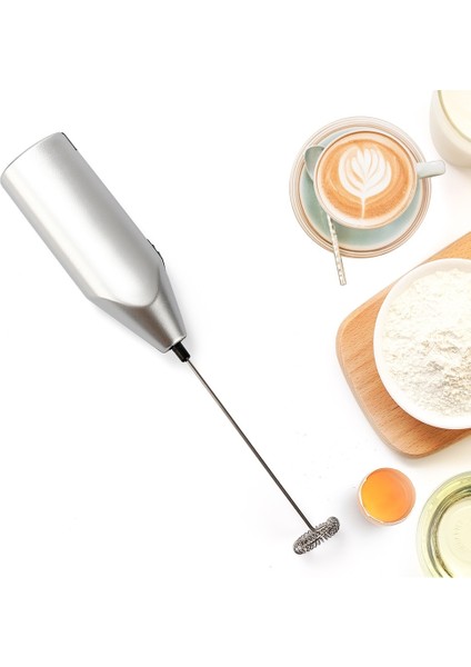 Gümüş Tarzı Mini Saplı Karıştırıcı Pille Çalışan El Elektrikli Mikser Içecek Kahve Çırpma Sütü Köpürtücü Mikser Pratik Mutfak Pişirme Çok (Yurt Dışından) fırsatları