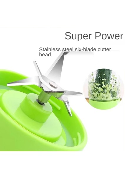 Yeşil Stil 4 Bıçak Taşınabilir Blender Meyve Suyu 4 6 Bıçaklı Mini USB Şarj Edilebilir Çok Fonksiyonlu Ev Suyu Bardağı Öğrenci Sıkacağı Blender (Yurt Dışından)