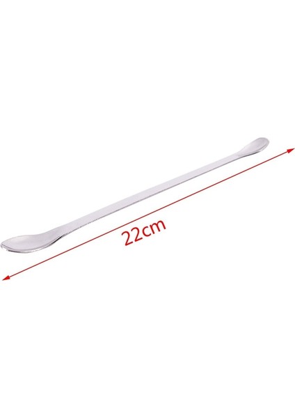 Açık Gri Tarzı Laboratuvar Için 22CM Çift Başlı Paslanmaz Çelik Reaktif Örnekleme Kaşığı Karıştırıcı (Yurt Dışından)