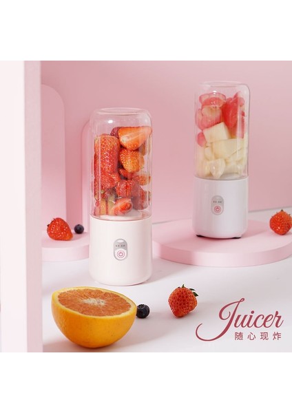 Pembe Stil 36V Mini Taşınabilir Meyve Sıkacağı Turuncu USB Elektrikli Blender Meyve Smoothie Blender Makinesi Kişisel Mutfak Robotu Üreticisi Meyve Sıkacağı (Yurt Dışından)