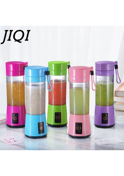 Pembe Tarzı 4 Bıçak Taşınabilir Elektrikli Meyve Sıkacağı USB Şarj Edilebilir Mikser Smoothie Maker Mini Meyve Suyu Bardağı Karıştırma Blender Mutfak Robotu El Sıkacağı (Yurt Dışından)