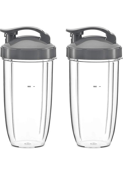 Stili Temizle Nutribullet 600W ve Pw Blender (2 Paket) Için Üstten Açılır Kapaklı 32 Oz Yedek Bardak (Yurt Dışından)