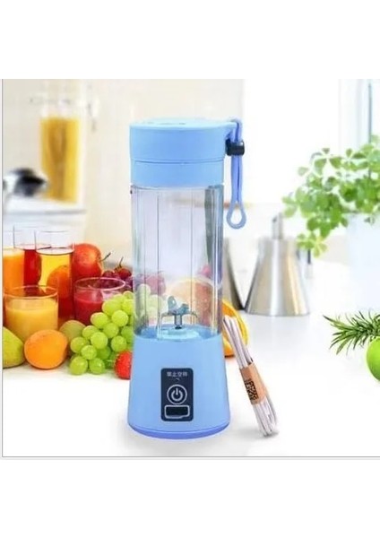 Mavi Stil Taşınabilir Meyve Sıkacağı Bardak 400ML 150W Sıkacağı Elektrikli Mikser USB Şarj 6 Bıçaklı Mini Meyve Sıkacağı Blender Milkshake Sebze Suyu (Yurt Dışından)
