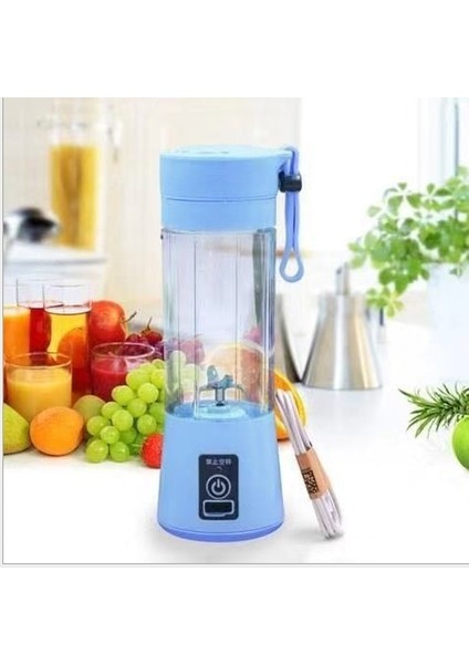 Mavi Stil Taşınabilir Meyve Sıkacağı Bardak 400ML 150W Sıkacağı Elektrikli Mikser USB Şarj 6 Bıçaklı Mini Meyve Sıkacağı Blender Milkshake Sebze Suyu (Yurt Dışından)