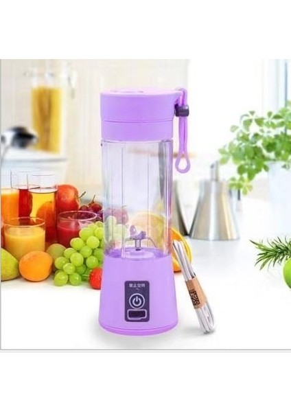 Mavi Stil Taşınabilir Meyve Sıkacağı Bardak 400ML 150W Sıkacağı Elektrikli Mikser USB Şarj 6 Bıçaklı Mini Meyve Sıkacağı Blender Milkshake Sebze Suyu (Yurt Dışından)