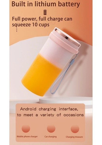 Pembe Stil USB Elektrikli Güvenlik Sıkacağı Kupası 6 Bıçaklı Meyve Suyu Karıştırıcı Şarj Edilebilir Meyve Suyu Karıştırma Ezme Buz Smoothie Maker (Yurt Dışından) fiyatları
