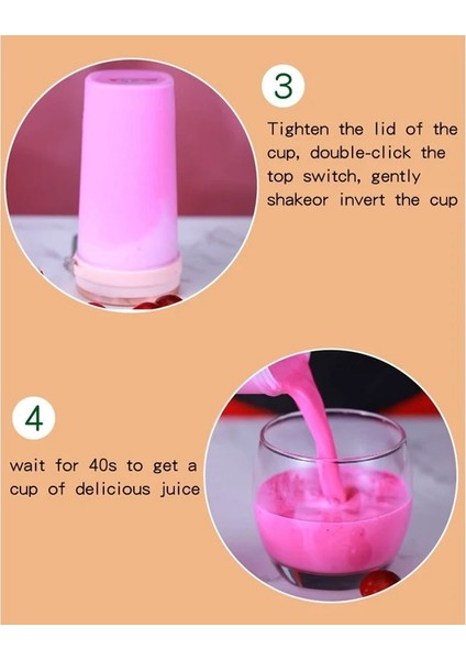 Pembe Stil USB Elektrikli Güvenlik Sıkacağı Kupası 6 Bıçaklı Meyve Suyu Karıştırıcı Şarj Edilebilir Meyve Suyu Karıştırma Ezme Buz Smoothie Maker (Yurt Dışından) modelleri