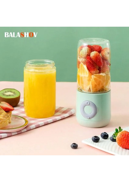 Beyaz Stil 5V 500ML Juicer Blender Portable USB Rechargeable Mini Home Food Processor Smoothie Maker Mixer Juicer Machine Food Processor Cup (Yurt Dışından)