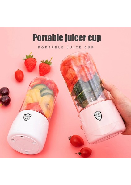 Beyaz Meyve Sıkacağı Kupası Stili 300ML Kablosuz Elektrikli Blender Taşınabilir Sıkacağı USB Şarj Edilebilir Blender Meyve Mini Mikser Fincan Smoothie Maker Mutfak Robotu (Yurt Dışından)