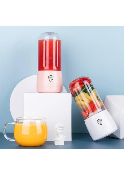 Beyaz Meyve Sıkacağı Kupası Stili 300ML Kablosuz Elektrikli Blender Taşınabilir Sıkacağı USB Şarj Edilebilir Blender Meyve Mini Mikser Fincan Smoothie Maker Mutfak Robotu (Yurt Dışından)