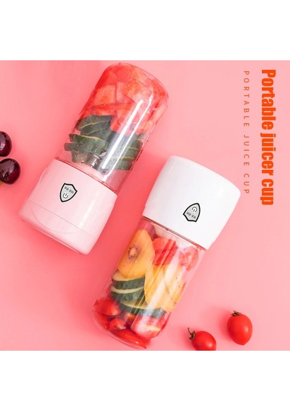 Beyaz Meyve Sıkacağı Kupası Stili 300ML Kablosuz Elektrikli Blender Taşınabilir Sıkacağı USB Şarj Edilebilir Blender Meyve Mini Mikser Fincan Smoothie Maker Mutfak Robotu (Yurt Dışından)