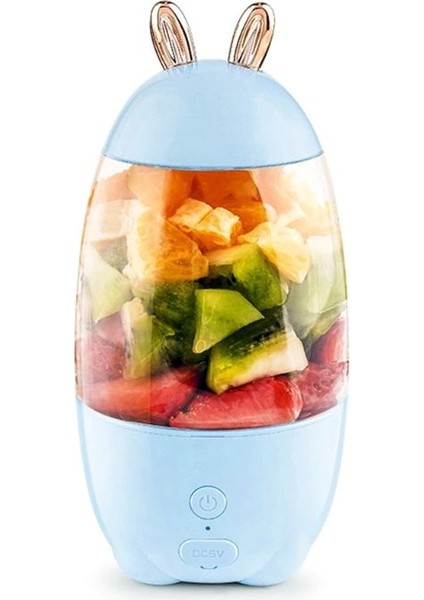 Mavi Stil 330ML Portable Mini USB Rechargeable Electric Juicer Bottle Cup Fruit Blender Mixer Rabbit Shape Extractor 19QE (Yurt Dışından)