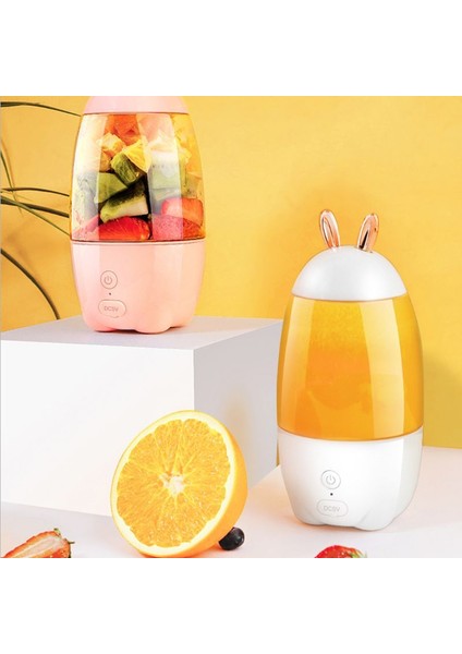 Mavi Stil 330ML Portable Mini USB Rechargeable Electric Juicer Bottle Cup Fruit Blender Mixer Rabbit Shape Extractor 19QE (Yurt Dışından)