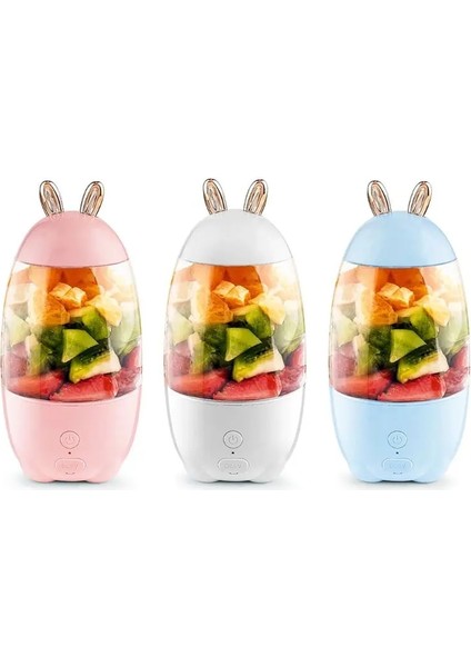 Mavi Stil 330ML Portable Mini USB Rechargeable Electric Juicer Bottle Cup Fruit Blender Mixer Rabbit Shape Extractor 19QE (Yurt Dışından)