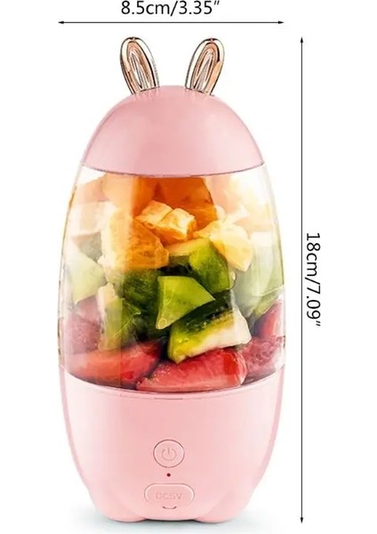 Mavi Stil 330ML Portable Mini USB Rechargeable Electric Juicer Bottle Cup Fruit Blender Mixer Rabbit Shape Extractor 19QE (Yurt Dışından)