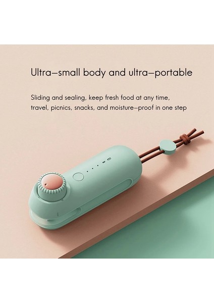 Mavi Stil USB Şarj Edilebilir Kapama Makinesi 3 Dişli Ayarı Mini Taşınabilir Presleme Isıtma Vakumlu Gıda Mühürleyen Paketleyici (Yurt Dışından)