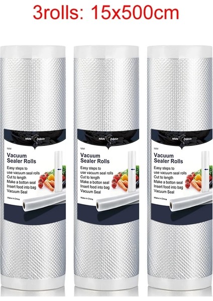 3 Rulo 15 x 500CM Stili Beyaz Yunus Mutfak 3 Rulo Gıda Vakumlu Paketleme Torbaları x Gıda Tasarrufu Ruloları Için 500CM Ev Sızdırmazlık Vakumlu Paketleme Torbaları (Yurt Dışından) fiyatları