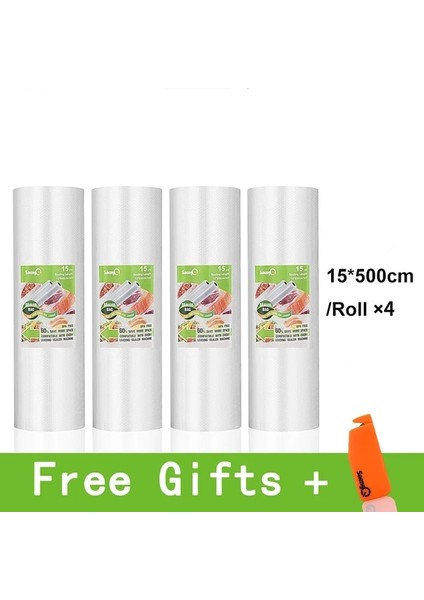 15CM-4PCS Tarzı Mutfak Gıda Vakum Torbası Saklama Torbaları Vakum Mühürleyen Gıda Taze Uzun Tutma cm * 500CM (Yurt Dışından)