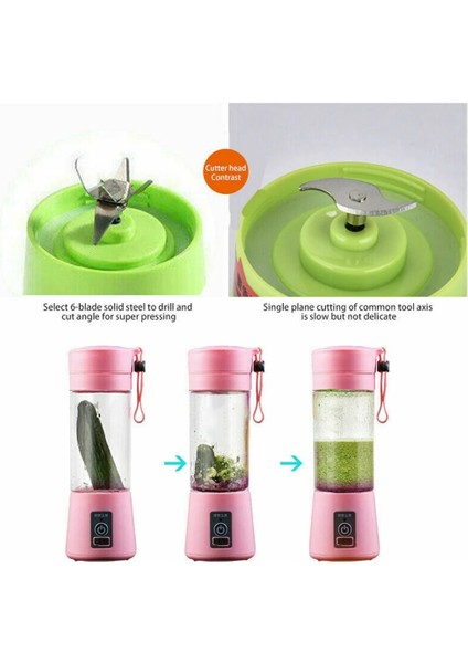 Yeşil Stil 6 Bıçak Taşınabilir Mini Blender Meyve Suyu Bardağı 6 Bıçaklı Mini USB Şarj Edilebilir Çok Fonksiyonlu Ev Suyu Bardağı Öğrenci Sıkacağı Blender (Yurt Dışından) fırsatları