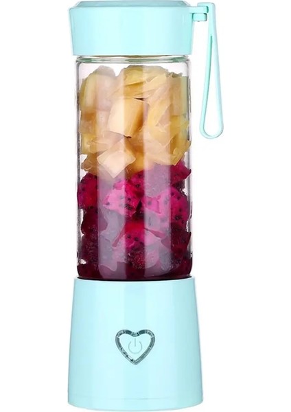 Mavi Stil Kişisel Blender Shake And Smoothies Küçük Mini Taşınabilir Tekli Meyve Sıkacağı Karıştırıcı USB Şarj Edilebilir Buz Karıştırıcı (Yurt Dışından)