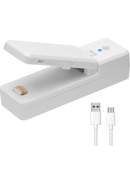 Beyaz Stil Yeni Mini Torba Mühürleyen 2-In-1 Taşınabilir Isı Mühürleyenler Şarj Edilebilir El Vakum Isı Mühürleyenler ve Plastik Torba Depolama Için Kesici Gıda (Yurt Dışından)