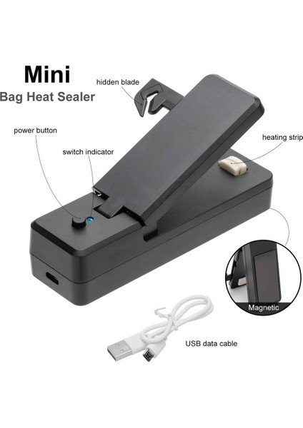 Beyaz Stil Yeni Mini Torba Mühürleyen 2-In-1 Taşınabilir Isı Mühürleyenler Şarj Edilebilir El Vakum Isı Mühürleyenler ve Plastik Torba Depolama Için Kesici Gıda (Yurt Dışından) modelleri