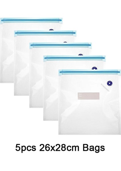 5 Adet 26X28CM Tarzı Yeniden Kullanılabilir Vakum Gıda Saklama Fermuarlı Çanta Seti Elektrikli El Vakumlama Makinesi Pompası Sous Vide Çanta USB Şarj Edilebilir Bpa Ücretsiz (Yurt Dışından)