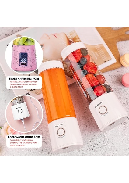 Pembe Meyve Sıkacağı Tarzı Mini Taşınabilir Sıkacağı Turuncu USB Elektrikli Mikser Meyve Smoothie Blender Makinesi Kişisel Mutfak Robotu Maker Suyu Sıkacağı (Yurt Dışından)