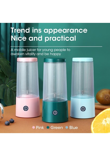 Mavi Stil Taşınabilir Blender El Mikseri Elektrikli Blender Mutfak 350ML Mini Mikser Suyu Presi Limon Sıkacağı Meyve Sıkacağı Portakal Sıkacağı Fincan (Yurt Dışından)
