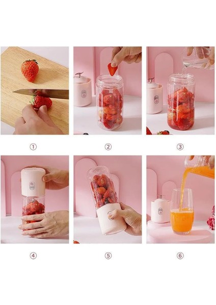 Pembe Stil Çift Bıçaklı Elektrikli Sıkacağı Taşınabilir Blender USB Mini Blender Akülü Pres Suyu Şarj Manuel Portakal Sıkacağı (Yurt Dışından) modelleri