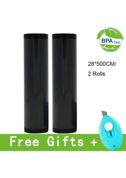 2 Rulo 28X500CM Stili Pişirme Için Uygun Yüksek Li Kalın Siyah Ticari Gıda Vakum Poşeti Uzun Süre Taze Tutun 20*500CM ve 28*500CM (Yurt Dışından)