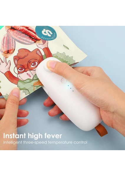 Beyaz Stil Lastic Torba Mühürleyen Paketleme Veya Açık Torbalar Için Küçük Kapama Makinesi Anında Isıtmalı Taşınabilir Vakumsuz USB Şarjlı Yiyecek (Yurt Dışından)