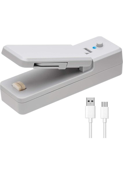Gri Stil Yeni Mini Torba Mühürleyen 2-In-1 Taşınabilir Isı Mühürleyenler Şarj Edilebilir El Vakum Isı Mühürleyenler ve Plastik Torba Depolama Için Kesici Gıda (Yurt Dışından)