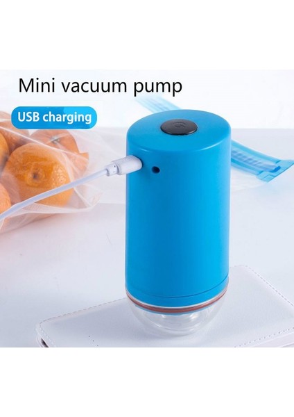 Mavi Stil USB Şarj USB El Şarj Edilebilir Vakum Makinesi Gıda Vakum Sıkıştırma Torbası Elektrikli Hava Pompası Mini Vakum Tasarrufu Gıda Yapıştırma Makinesi (Yurt Dışından)