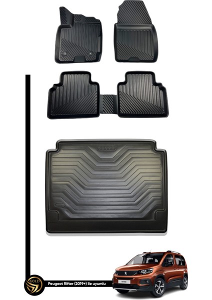 Peugeot Rifter 2018+ 3D Havuzlu Paspas + Bagaj Havuzu Ikili Set