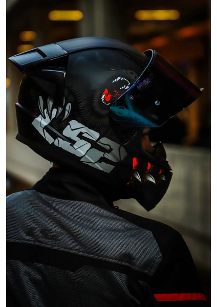 Rapıd 2 Race Clawn Mat Siyah-Gri-Kırmızı Kask C4