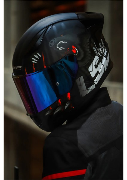 Rapıd 2 Race Clawn Mat Siyah-Gri-Kırmızı Kask C4